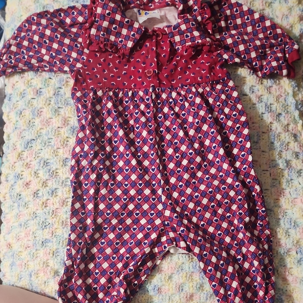 Kids Red and Blue Patterned One Piece